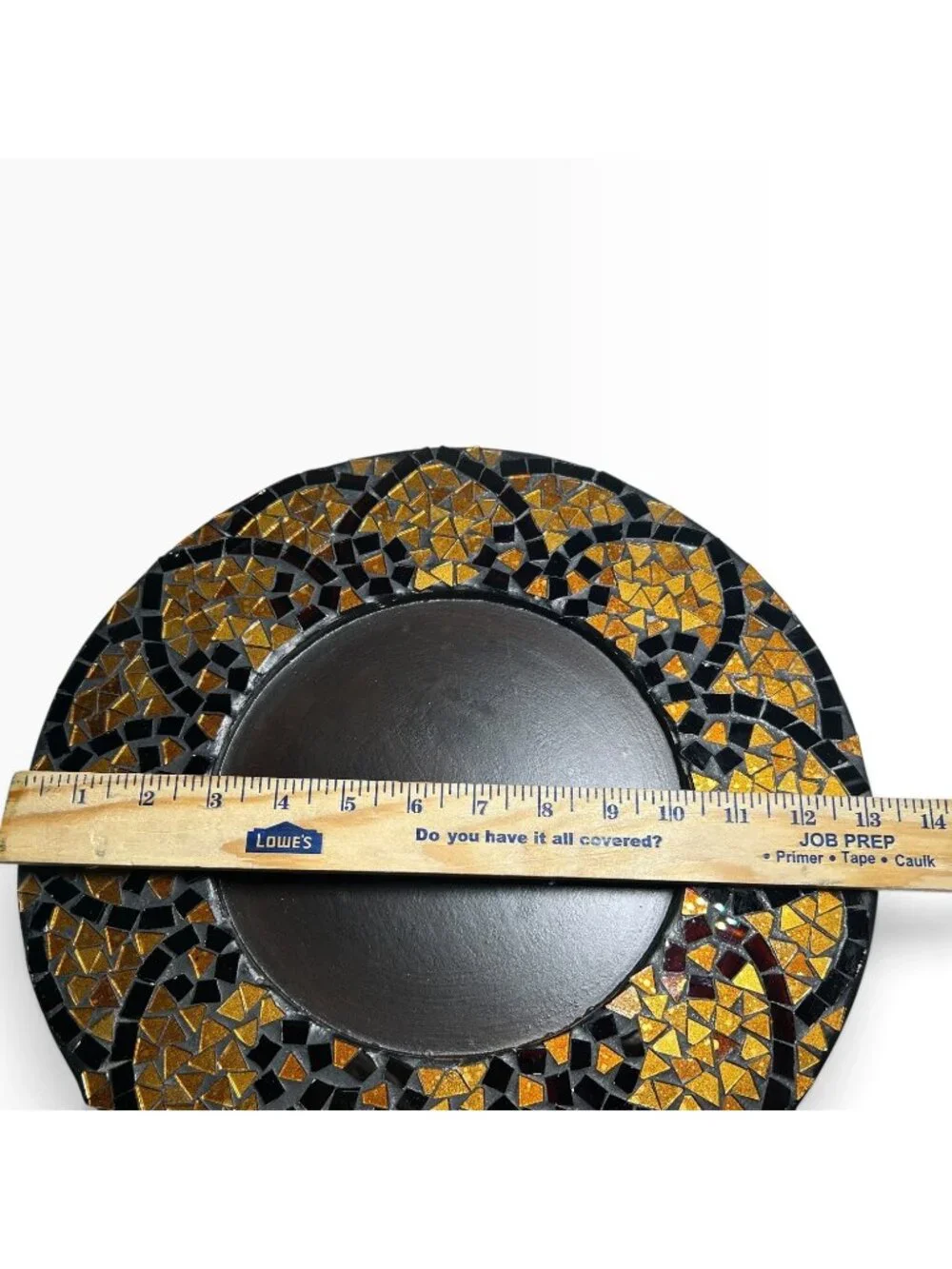 Pier 1 Imports Glass Autumn Mosaic Charger Plates Set 4 Gold Amber Black 13
